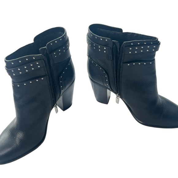 Vince Camuto Faythes Leather Silver Studded Ankle Boots in Black Size 8.5 - Picture 5 of 11